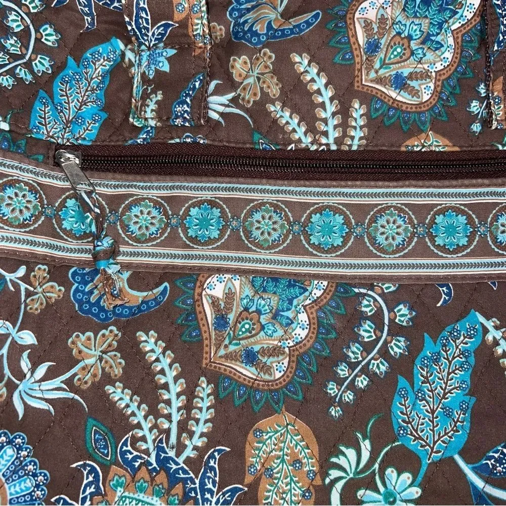 Quilted Fabric Floral Laptop Messenger Bag Lightweight School Work Business